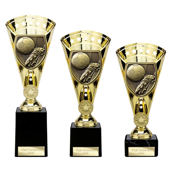 COBRA STAR CUP FOOTBALL BOOT & BALL - GOLD  - AVAILABLE IN 3 SIZES (21CM - 25.5CM)